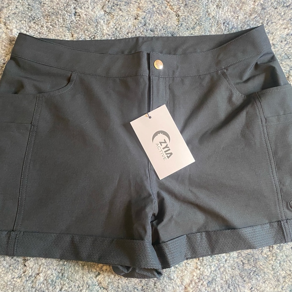 Zyia “Not Just a Trail Short” in black, brand new with tags.